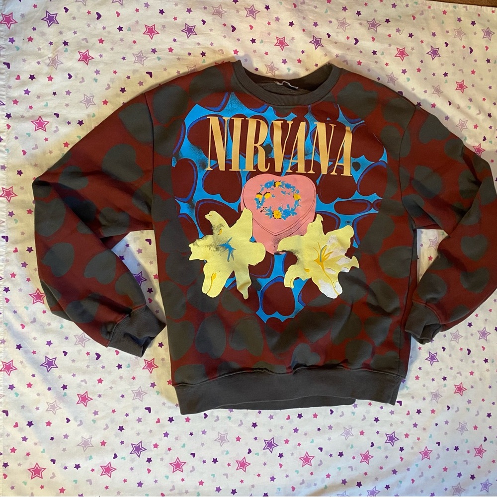 Nirvana Heart Shaped Box Print Crewneck Sweatshirt